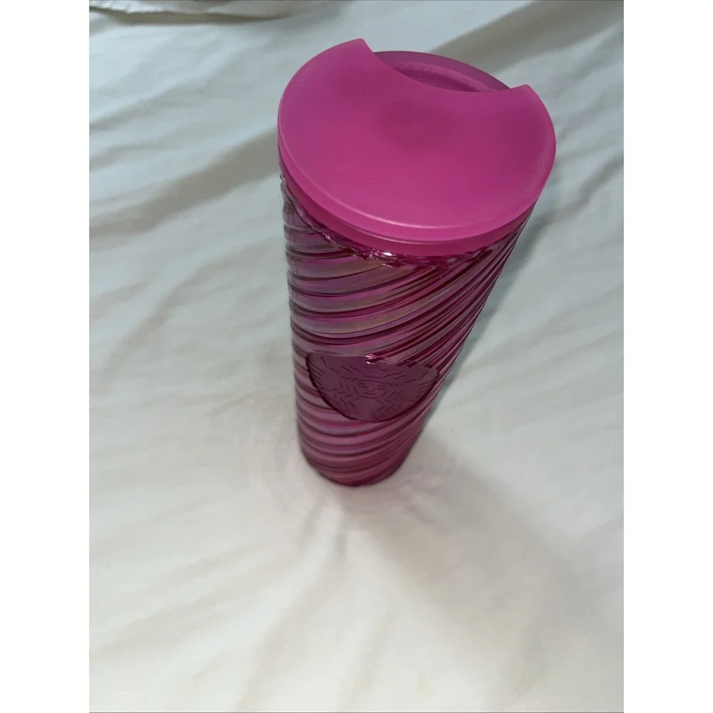 Starbucks 2022 Christmas‎ Holiday Sangria Pink Spiral Textured Tumbler 16oz Cup